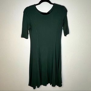 Forest Green Fit and Flare T-Shirt Dress - L